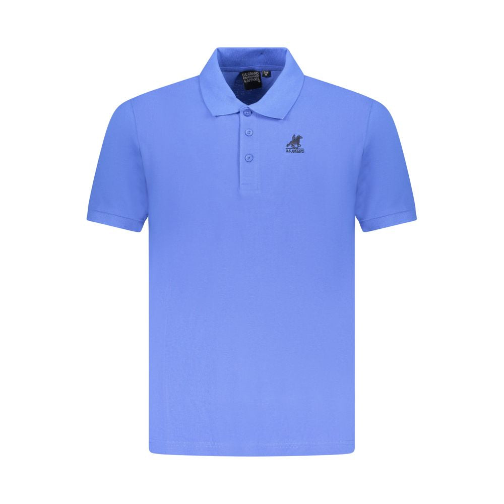 Blue Cotton Men Polo Shirt