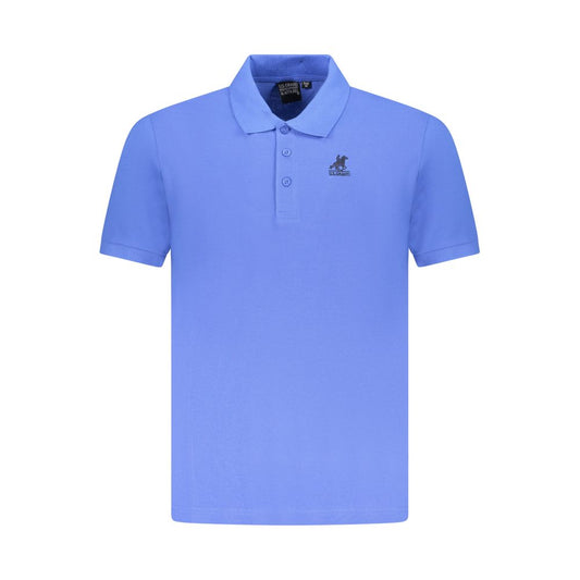 Blue Cotton Men Polo Shirt