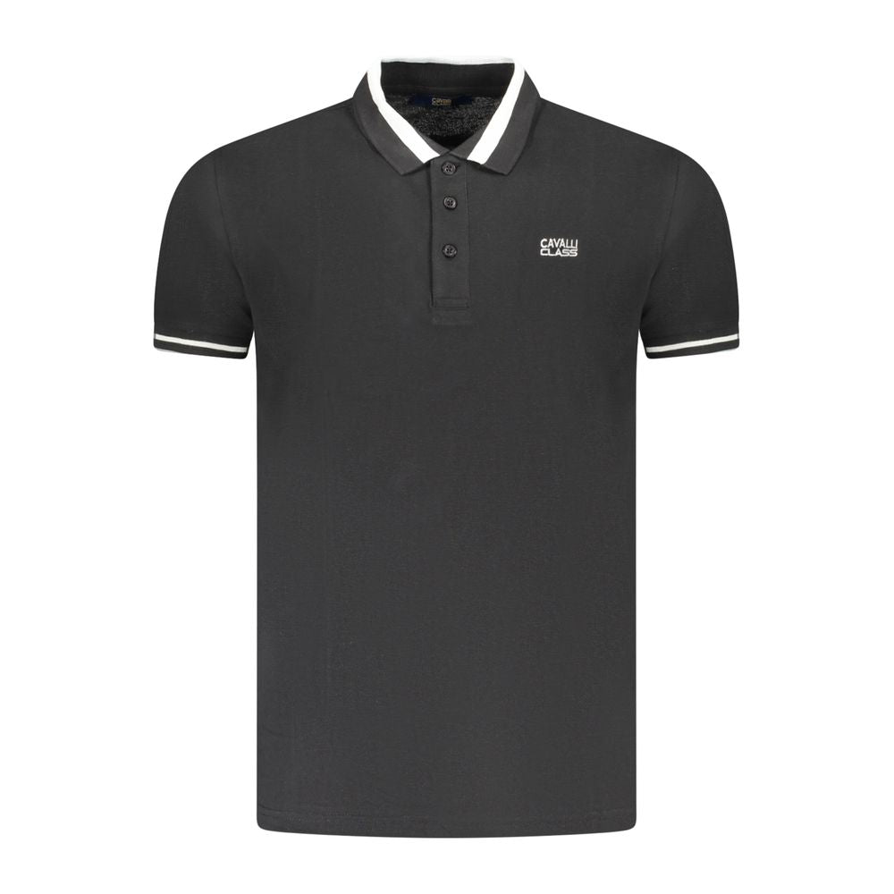 Black Cotton Men Polo Shirt