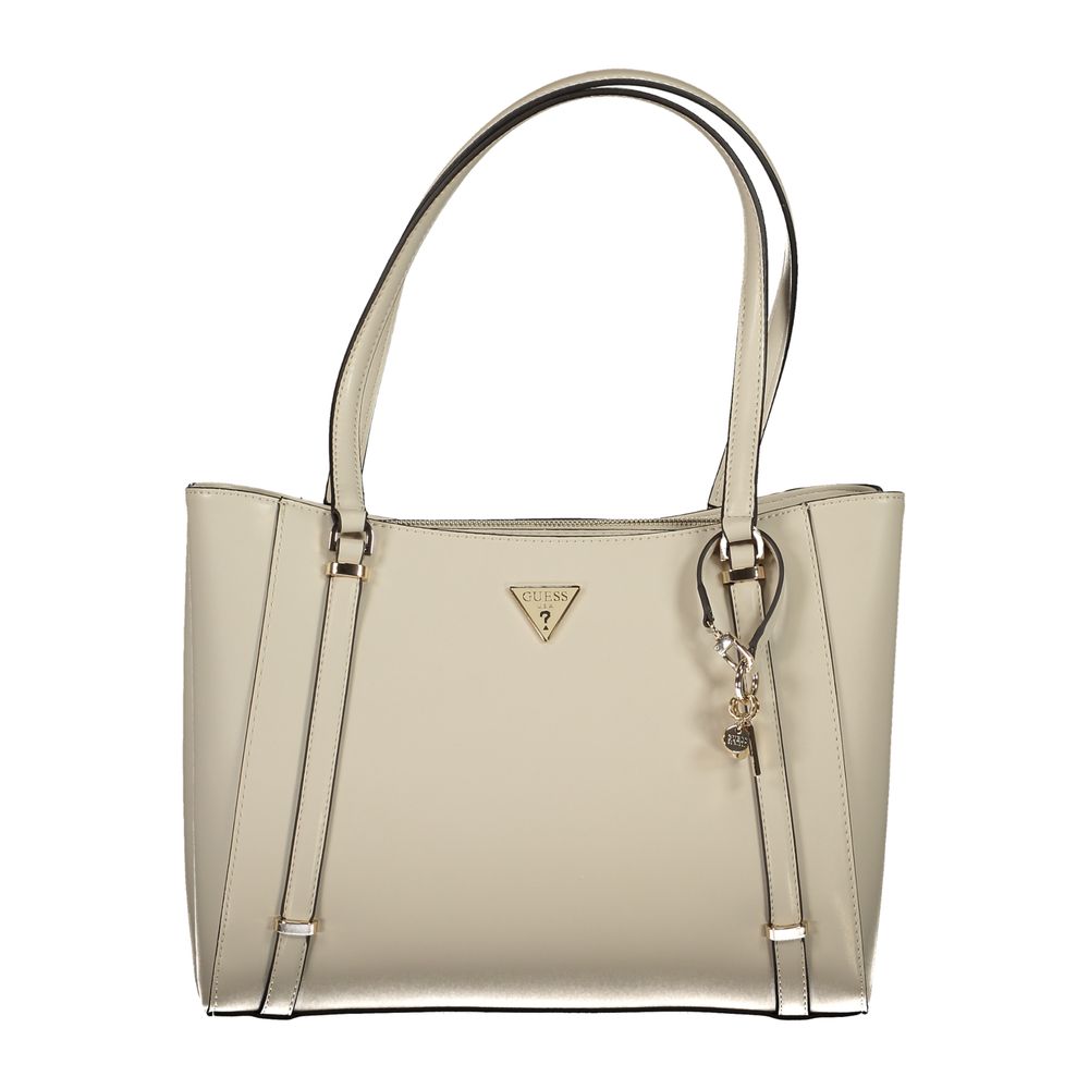 Beige Polyethylene Women Handbag
