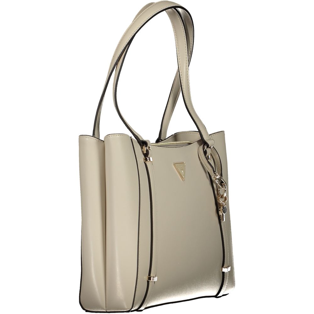 Beige Polyethylene Women Handbag