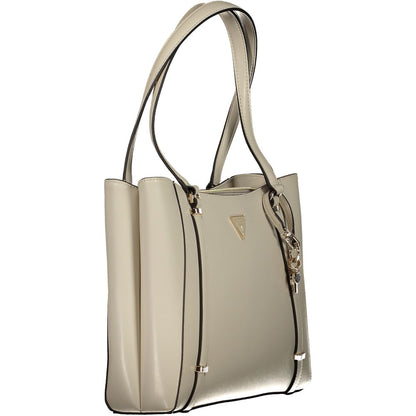 Beige Polyethylene Women Handbag