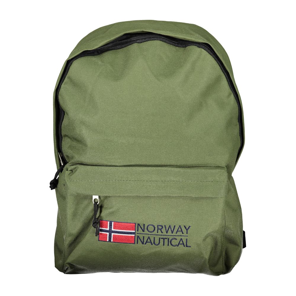 Green Polyester Mens Backpack
