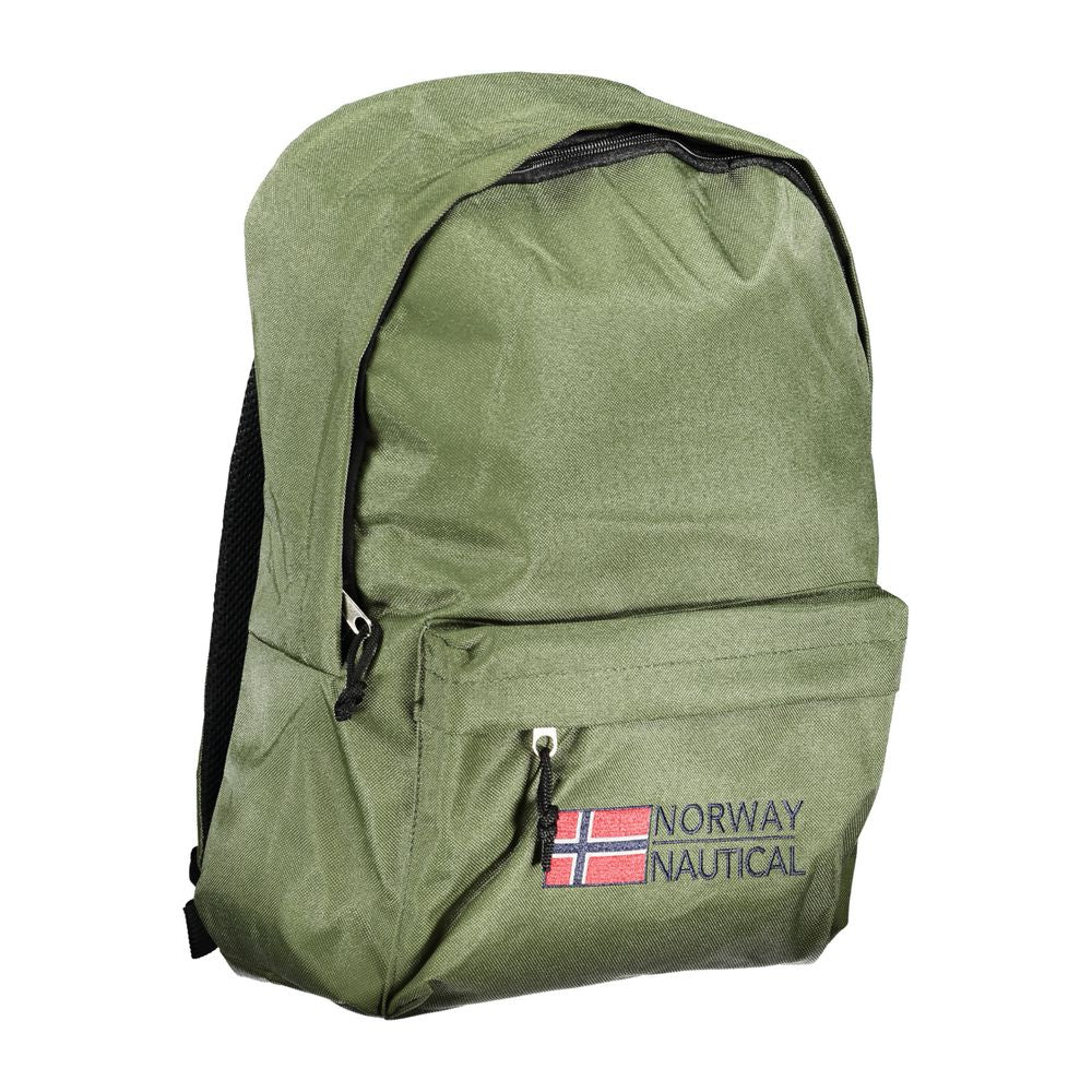 Green Polyester Mens Backpack