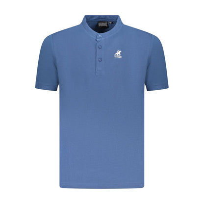 Blue Cotton Men Polo Shirt