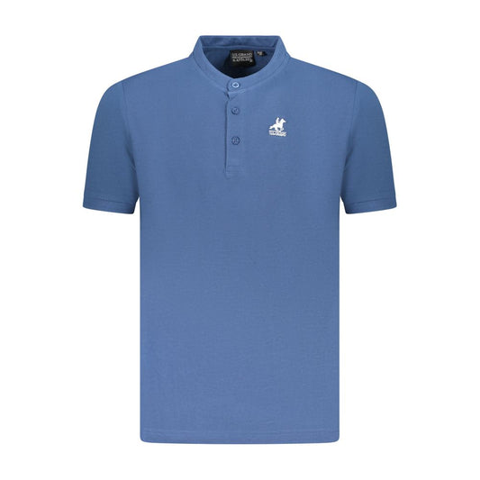Blue Cotton Men Polo Shirt