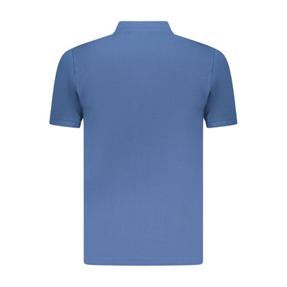 Blue Cotton Men Polo Shirt