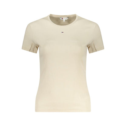 Beige Cotton Women T-Shirt