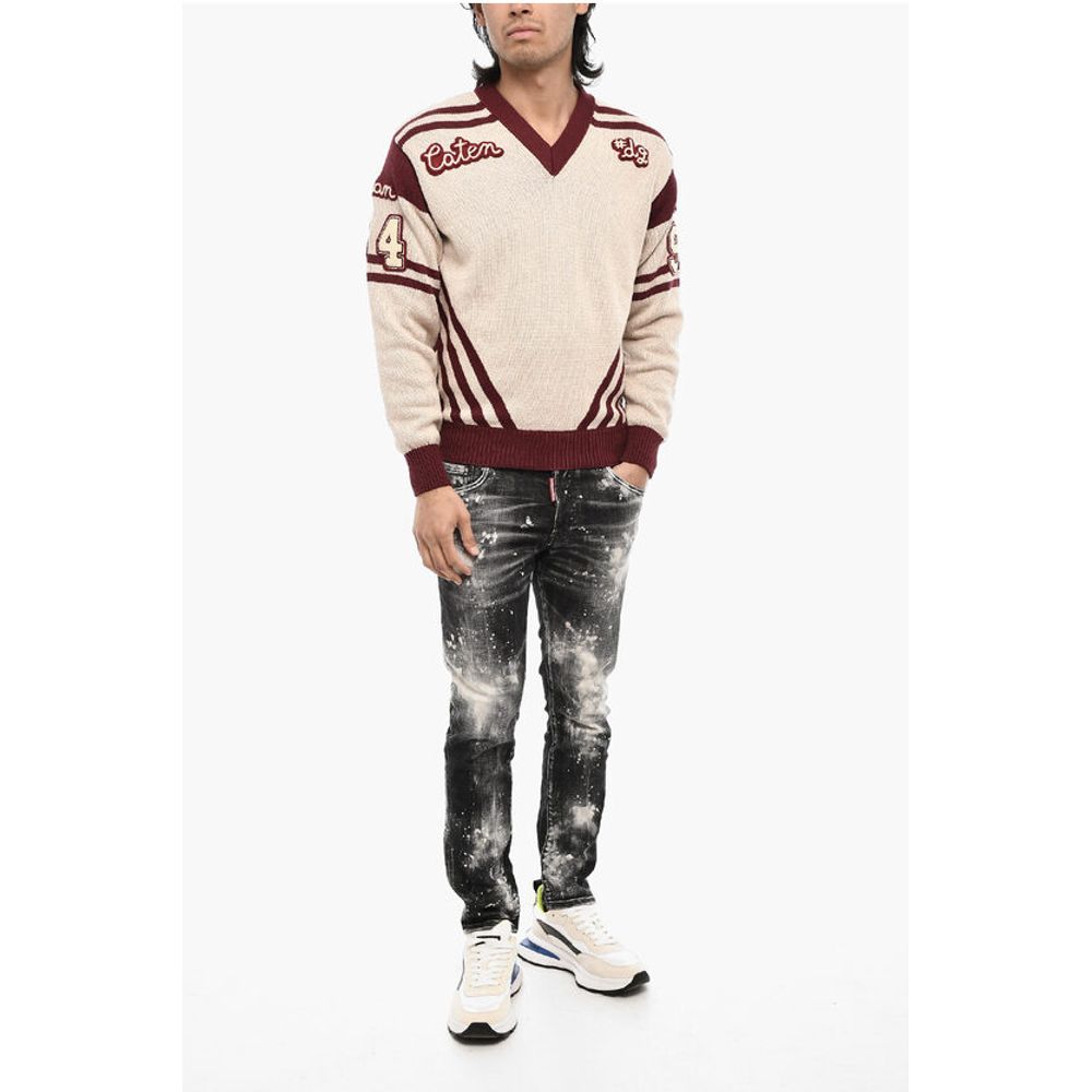 V-Neck Sweater with Contrasting Trims