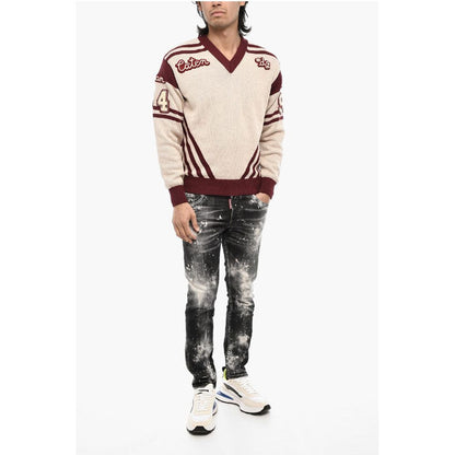 V-Neck Sweater with Contrasting Trims