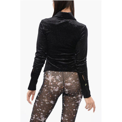 Gathered Waist Velour Glittered Top