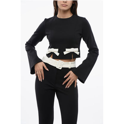 Long Sleeved Cropped Top With Bow Details