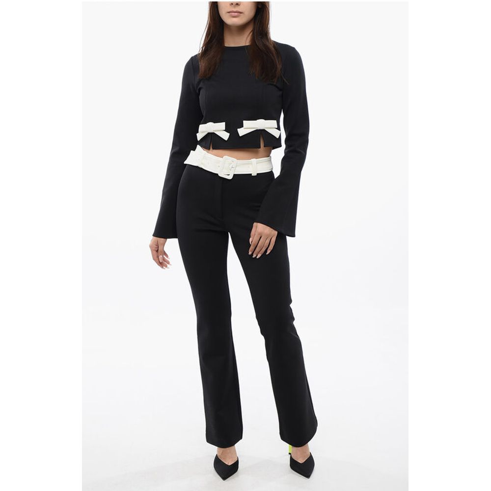 Long Sleeved Cropped Top With Bow Details