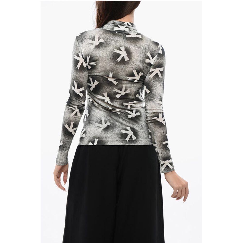 Turtle Neck Long Sleeved Top With Bow Print