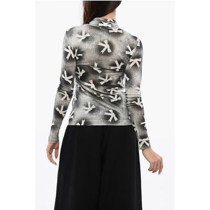 Turtle Neck Long Sleeved Top With Bow Print