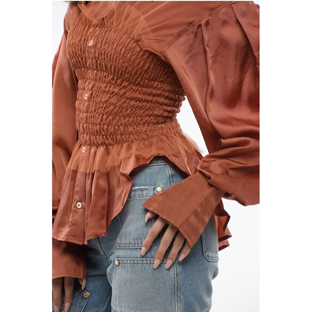 Satin EVENING GATHERINGS Blouse With Ruffles
