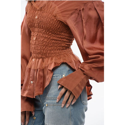 Satin EVENING GATHERINGS Blouse With Ruffles