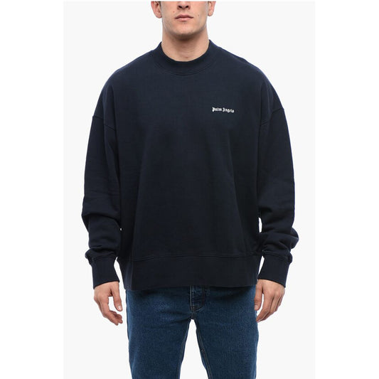 Crew Neck Brushed Cotton Sweatshirt with Embroidered Logo