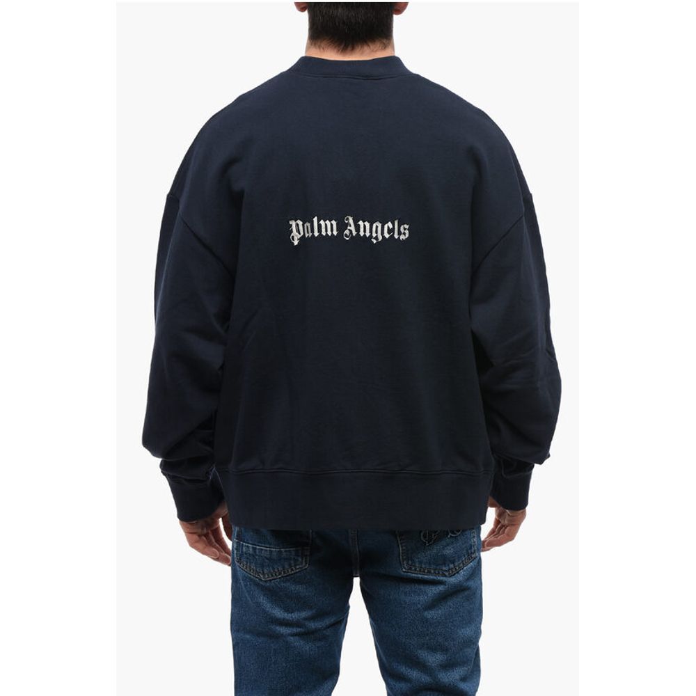 Crew Neck Brushed Cotton Sweatshirt with Embroidered Logo