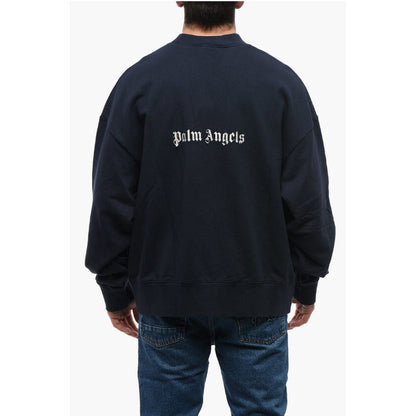 Crew Neck Brushed Cotton Sweatshirt with Embroidered Logo