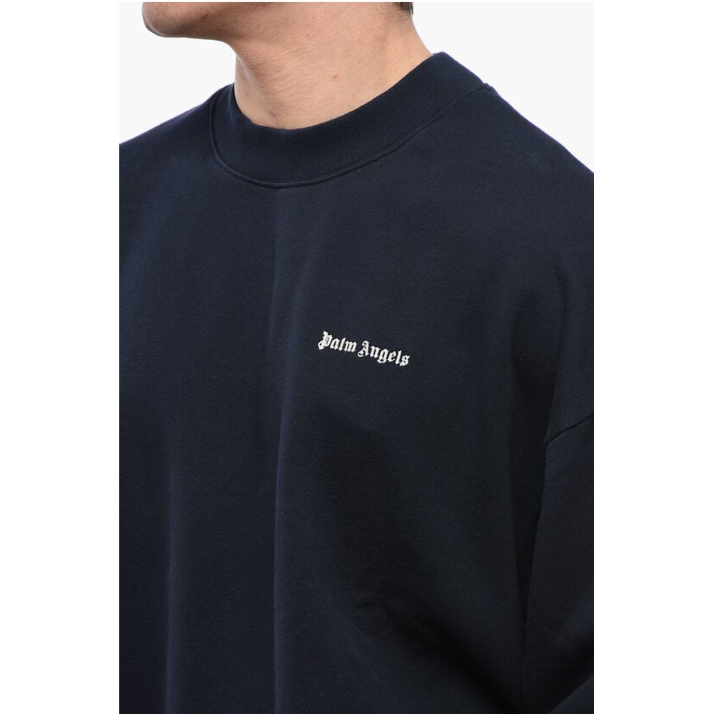 Crew Neck Brushed Cotton Sweatshirt with Embroidered Logo