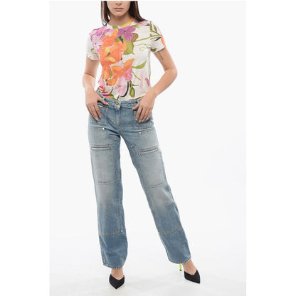 Light Washed Straight Fit Jeans With Knee-Panel