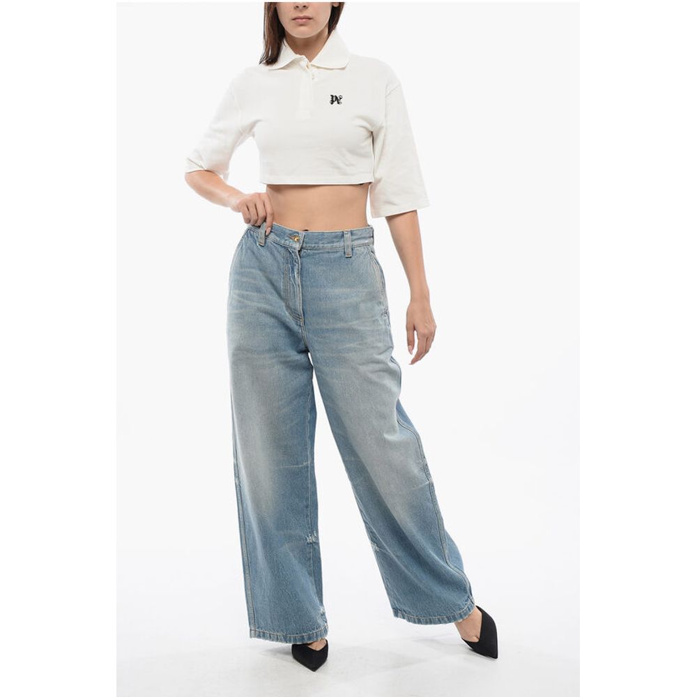 High Waisted Wide Fit Light Washed Jeans