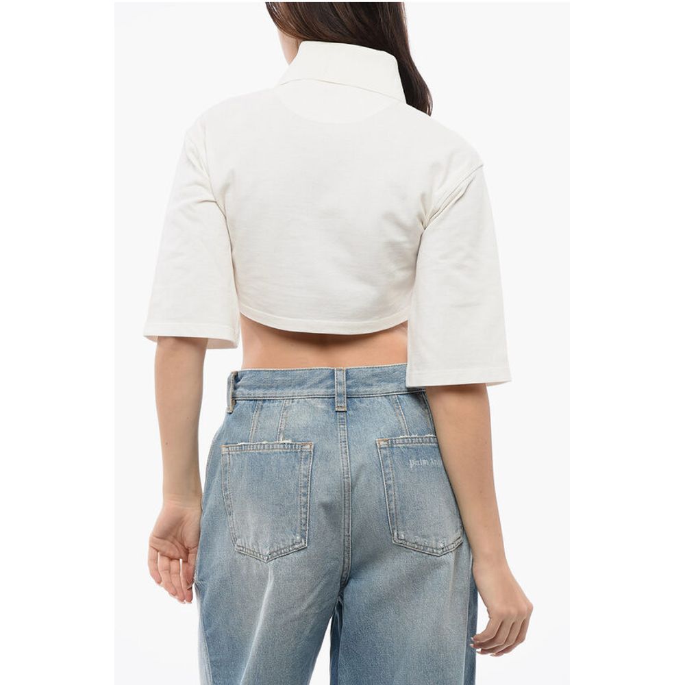 Short Sleeved Cropped Polo With Embroidered Logo