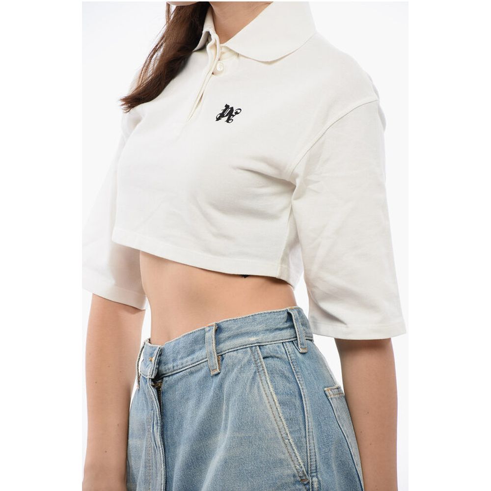 Short Sleeved Cropped Polo With Embroidered Logo