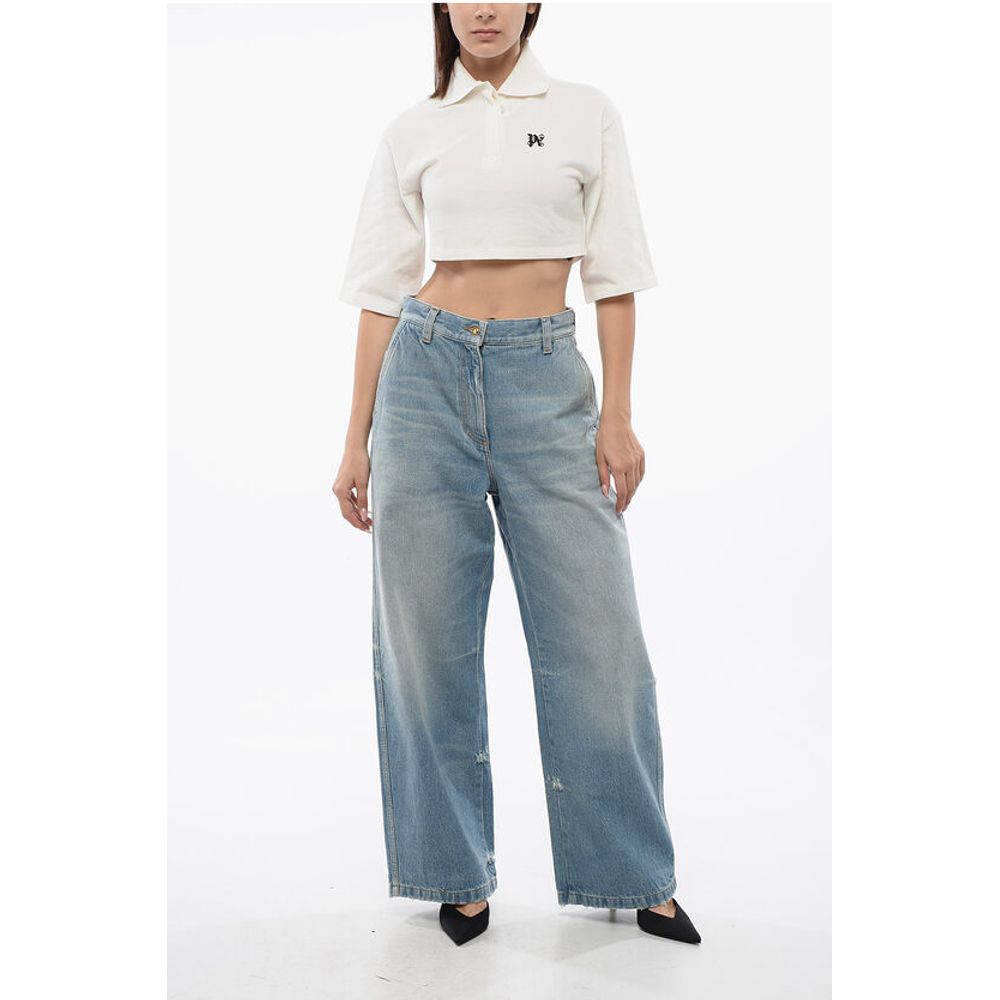 Short Sleeved Cropped Polo With Embroidered Logo