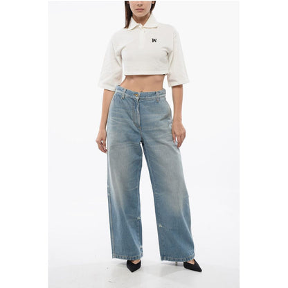 Short Sleeved Cropped Polo With Embroidered Logo