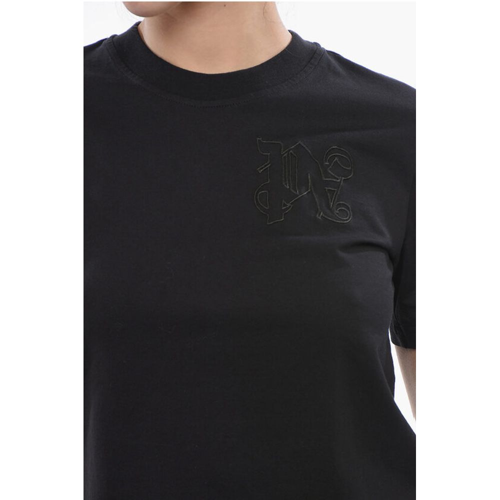 Cropped T-shirt With Embroidered Logo