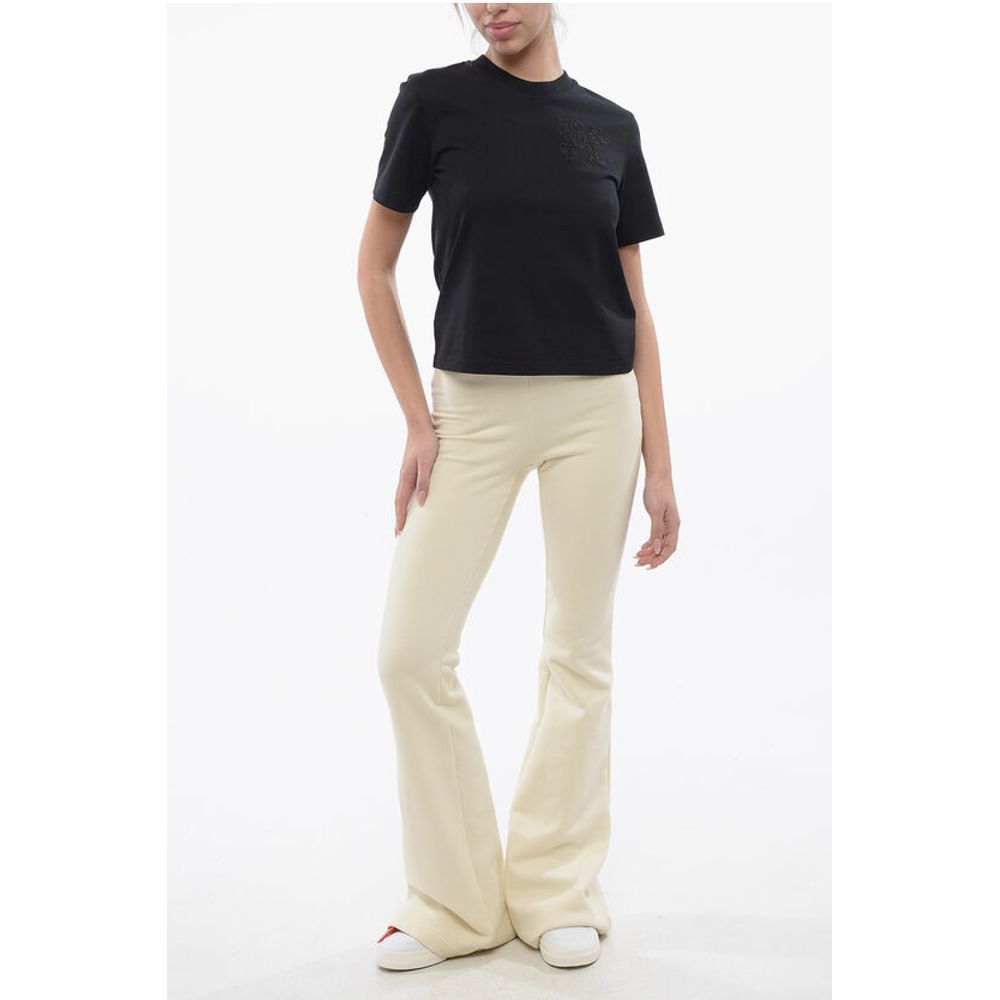 Cropped T-shirt With Embroidered Logo