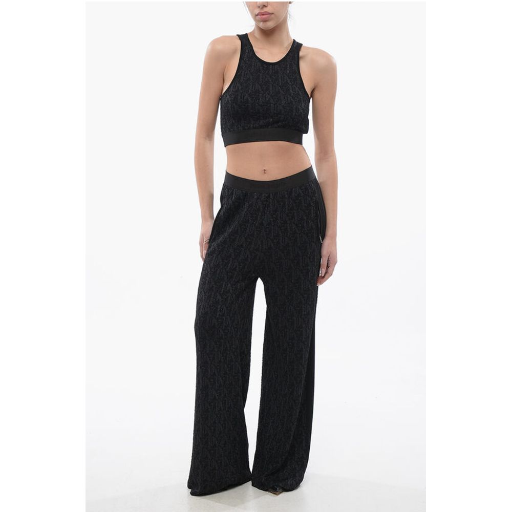 Monogram Lurex Pants with Elastic Waistband