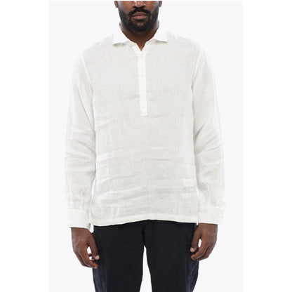 Polo Neckline Linen Shirt