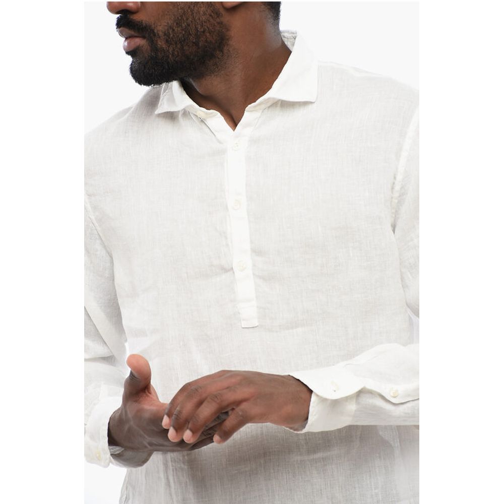 Polo Neckline Linen Shirt