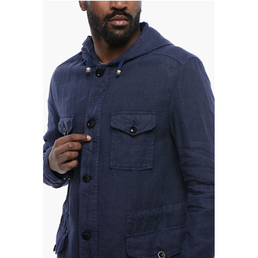 Linen Sahariana Overshirt with Hood