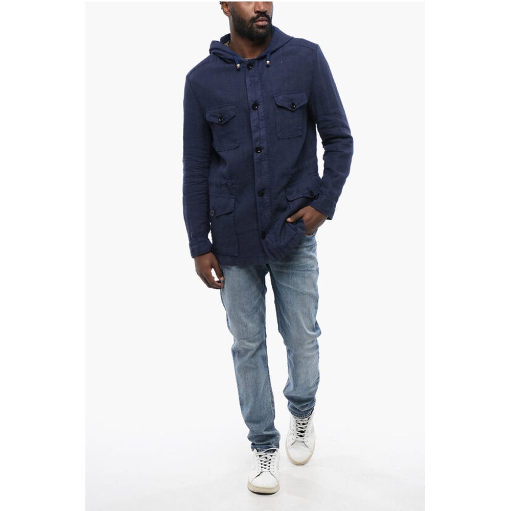Linen Sahariana Overshirt with Hood