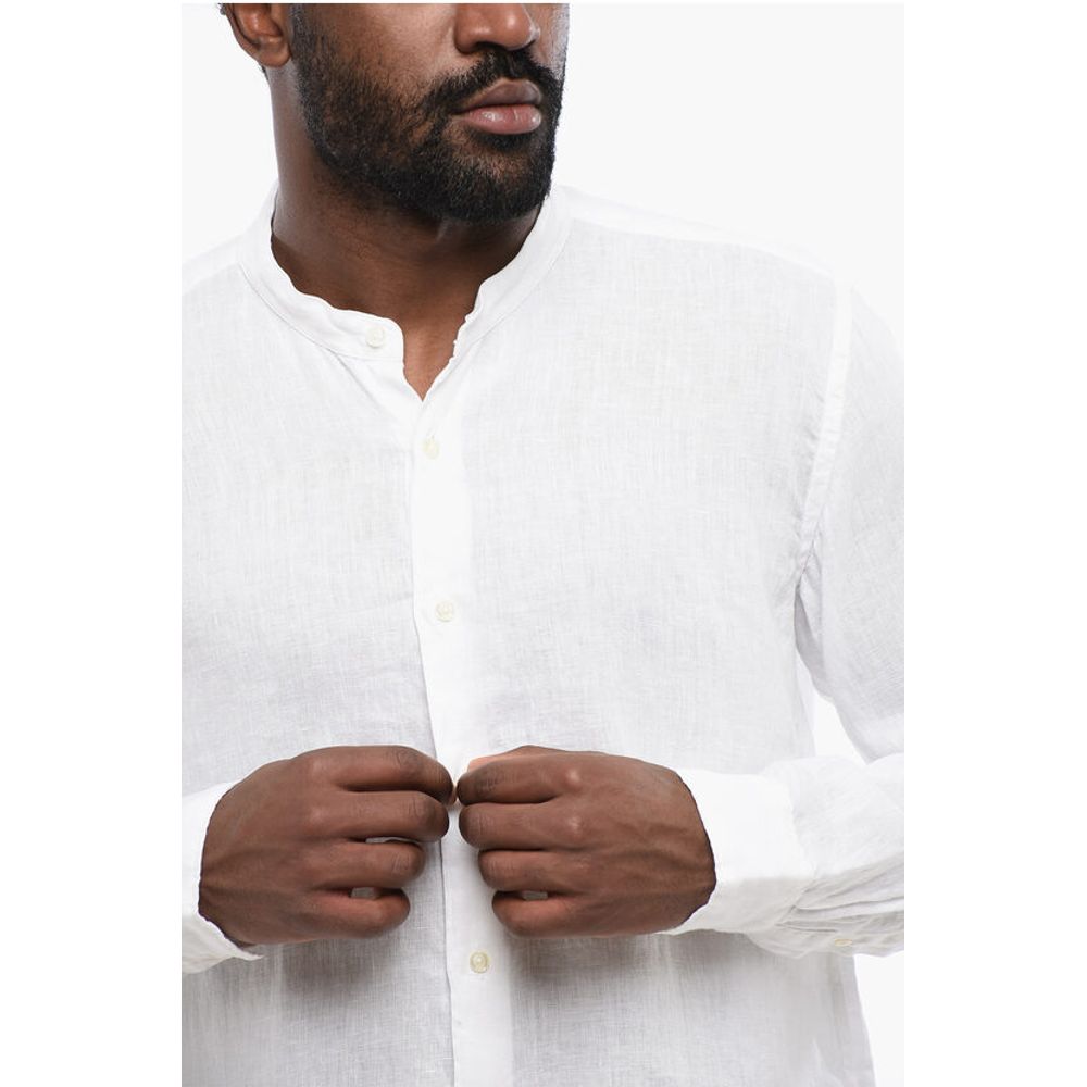 Korean Neckline Linen Shirt