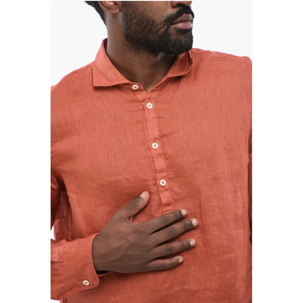 Polo Neckline Linen Shirt