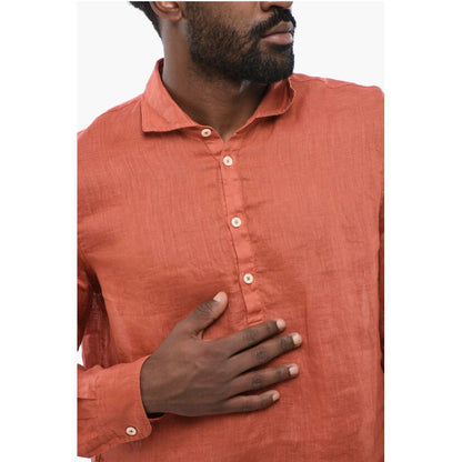 Polo Neckline Linen Shirt