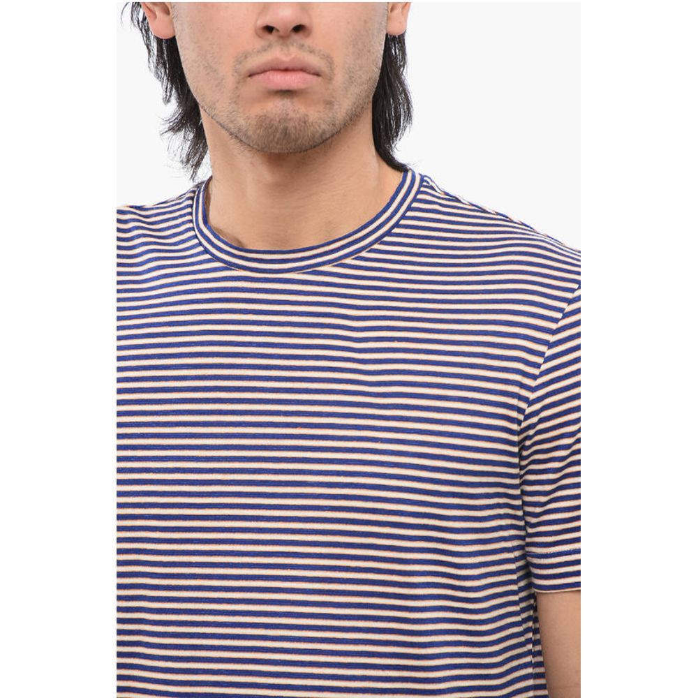 Stripe Motif Linen Blend T-shirt