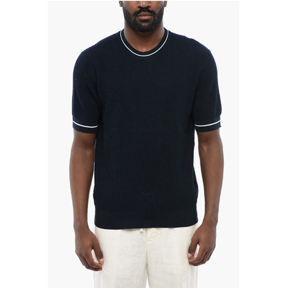 Ribbed Cotton Dropped Shoulder T-Shirt