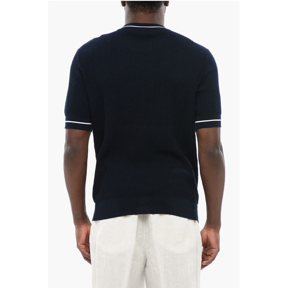 Ribbed Cotton Dropped Shoulder T-Shirt