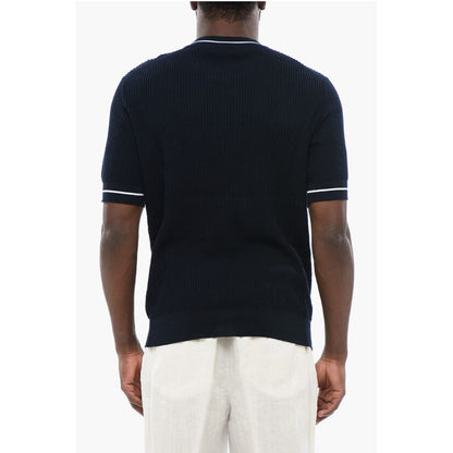 Ribbed Cotton Dropped Shoulder T-Shirt
