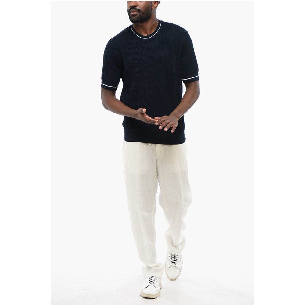 Ribbed Cotton Dropped Shoulder T-Shirt