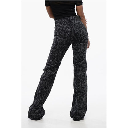 Flared Straight Leg Long Jeans with All-Over Graphic Print 2