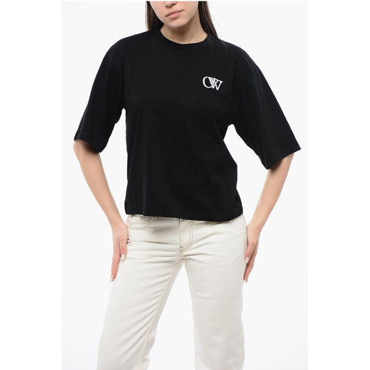 Cotton Crew-neck T-shirt With Contrast Embroidery
