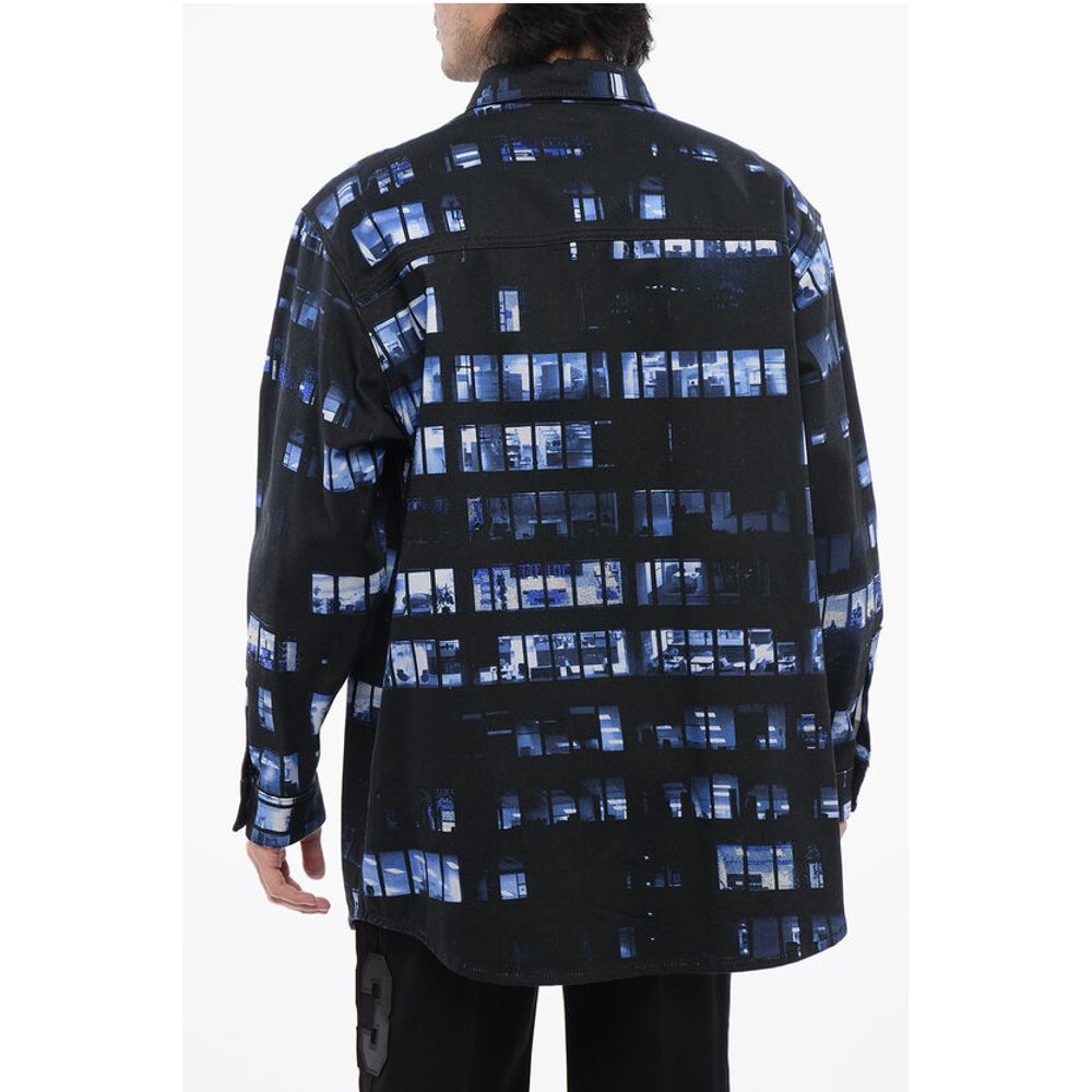 Denim Overshirt with Rhinestone