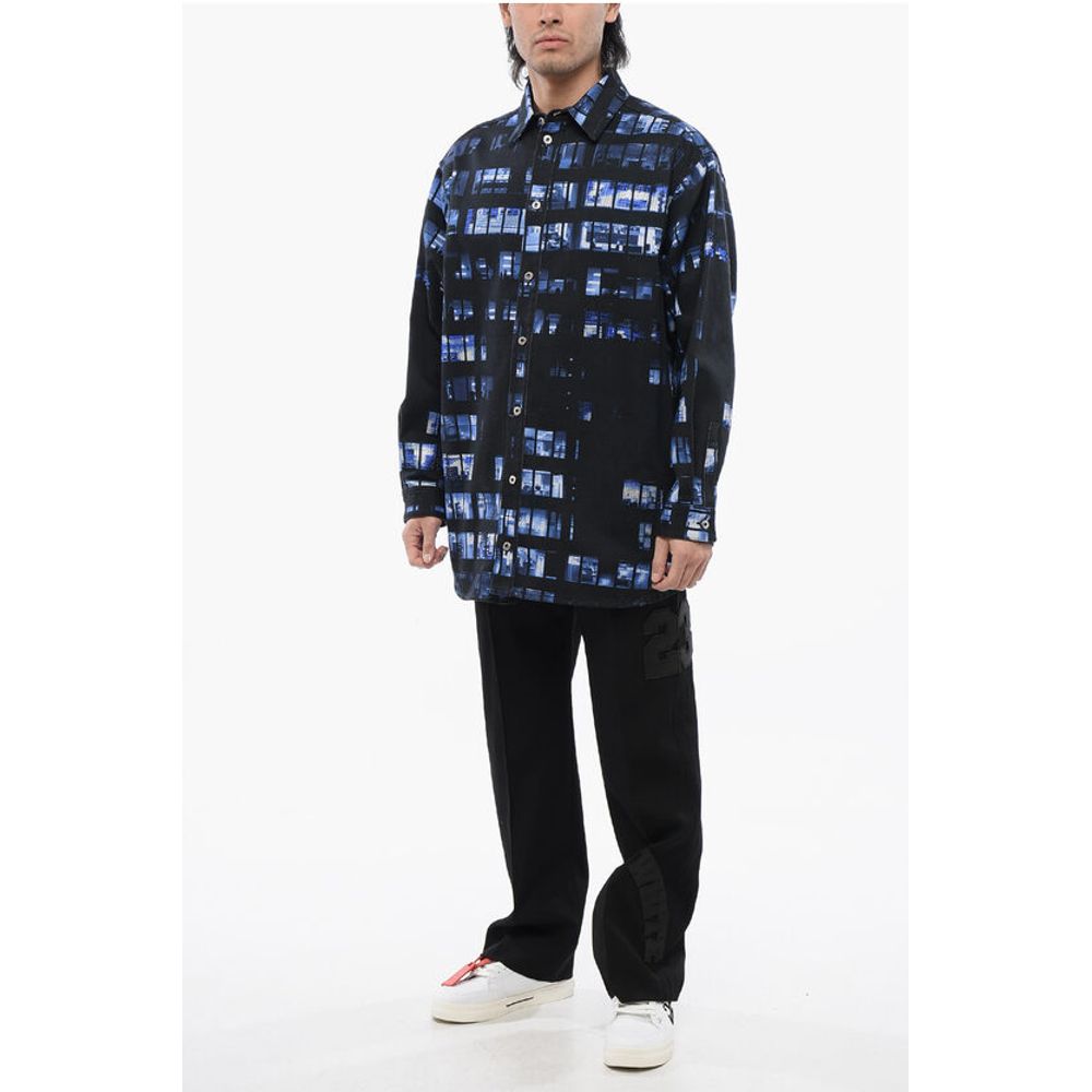 Denim Overshirt with Rhinestone